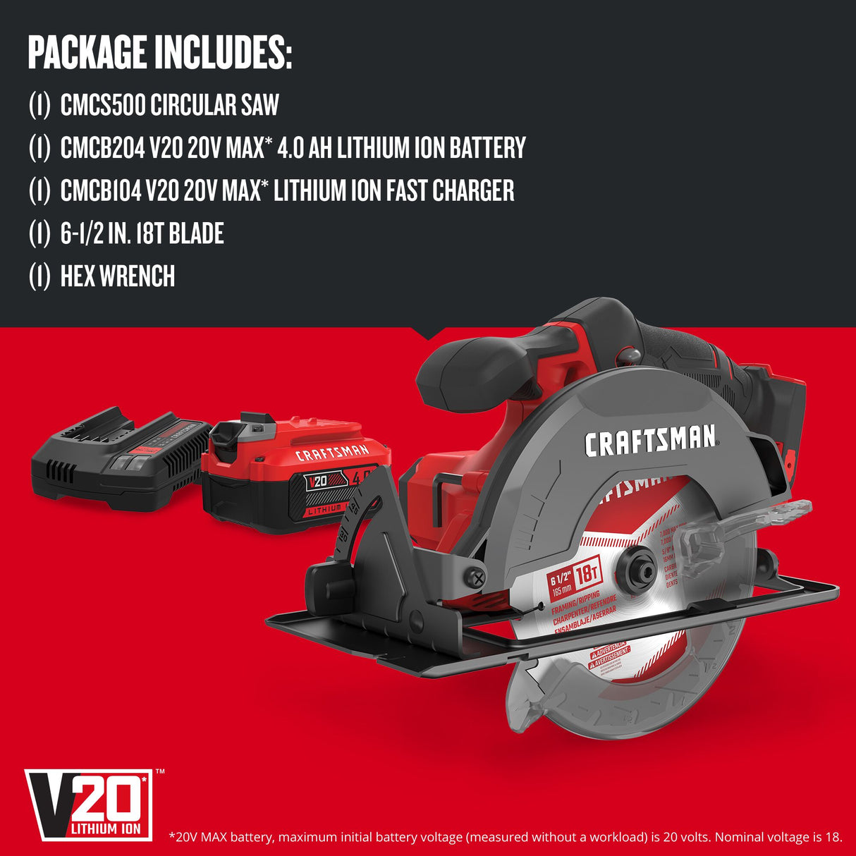 20V Max 6-1/2-in Cordless Circular Saw Kit (1-Battery & Charger Included) CMCS500M1