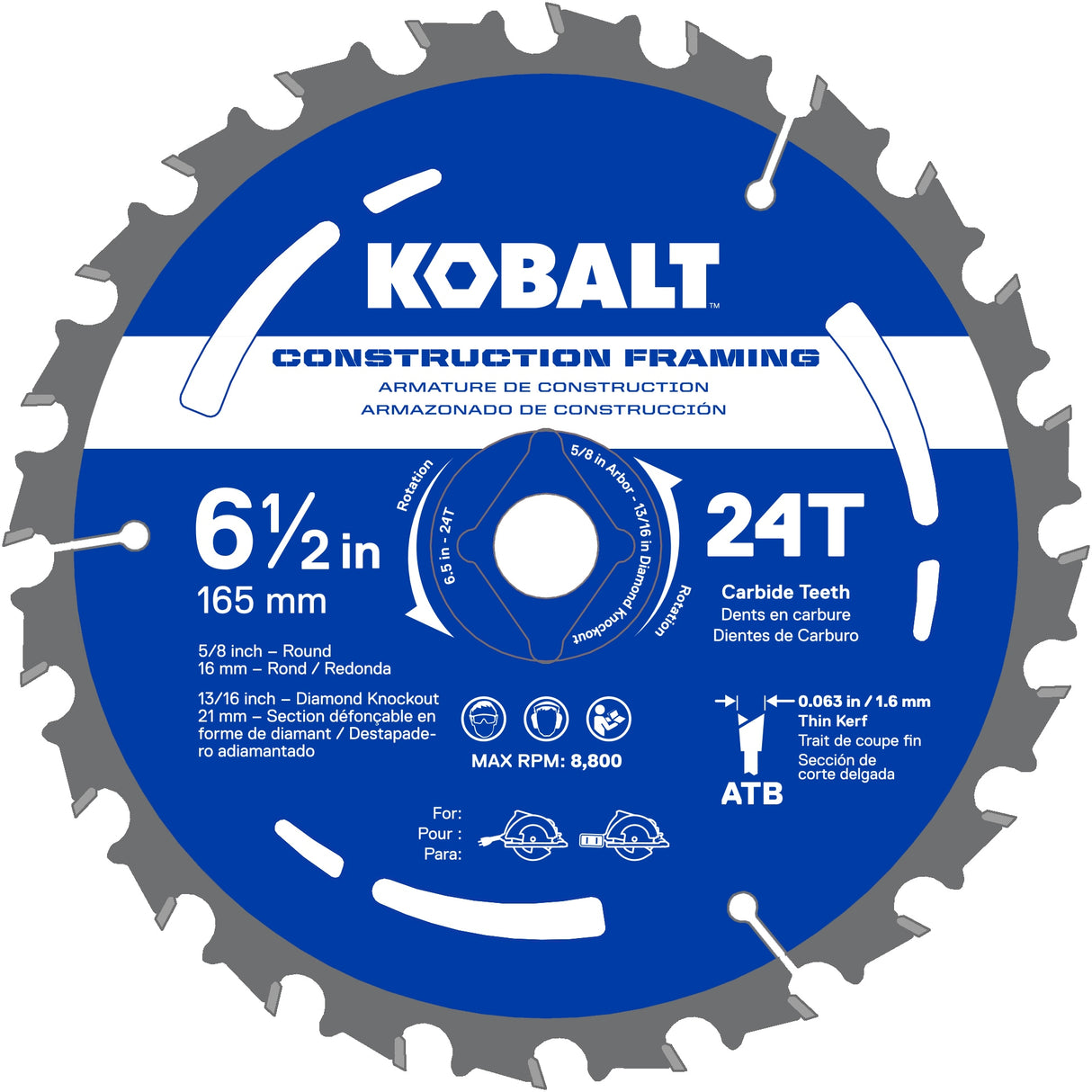 6-1/2-in 24-Tooth Rough Finish Tungsten Carbide-tipped Steel Circular Saw Blade KCSB 16-03