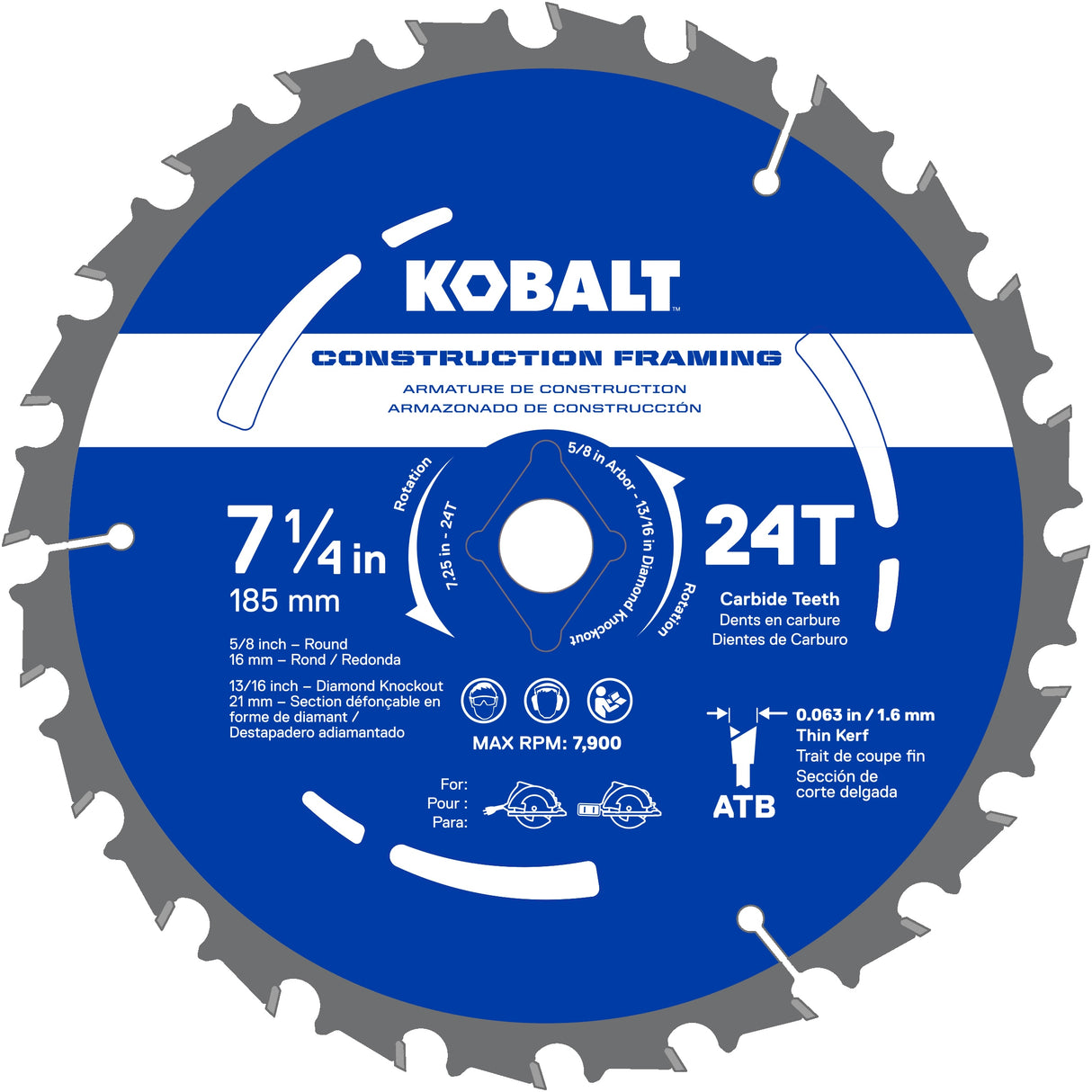 7-1/4-in 24-Tooth Rough Finish Tungsten Carbide-tipped Steel Circular Saw Blade KCSB 17-03