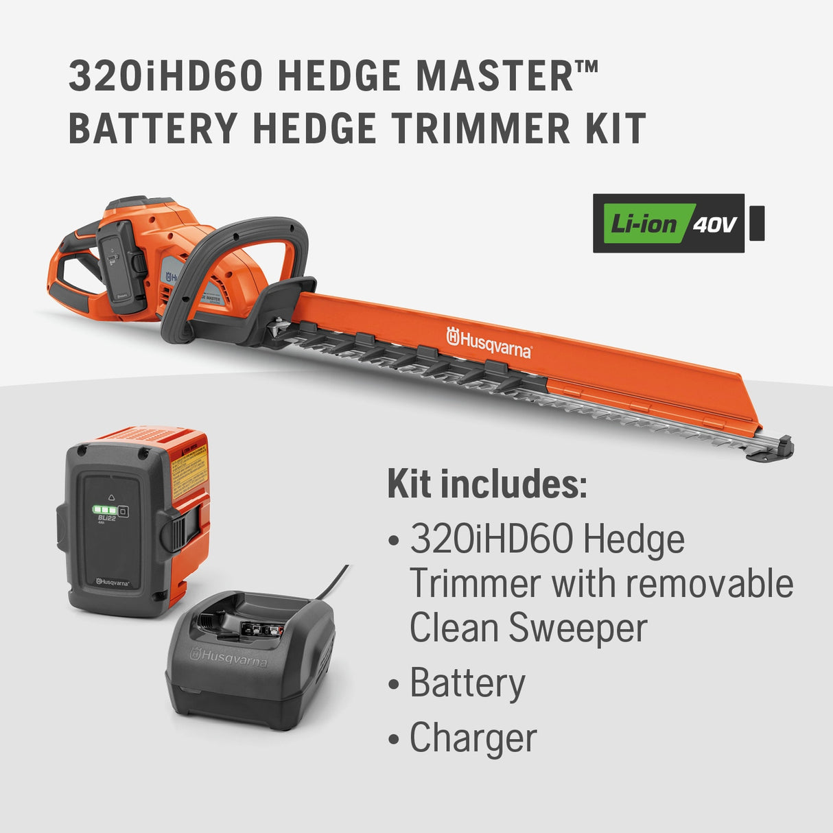 Hedge Master 320iHD60 40-volt 24-in Battery Hedge Trimmer 4 Ah (Battery and Charger Included) 970592602