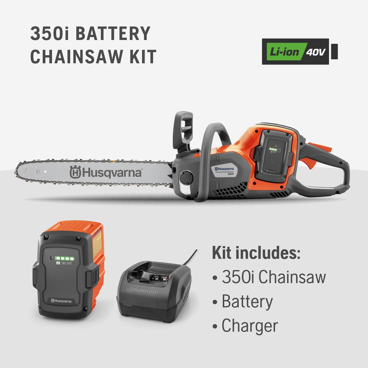 Power Axe 350i 40-volt 18-in Brushless Battery 7.5 Ah Chainsaw (Battery and Charger Included) 970601202