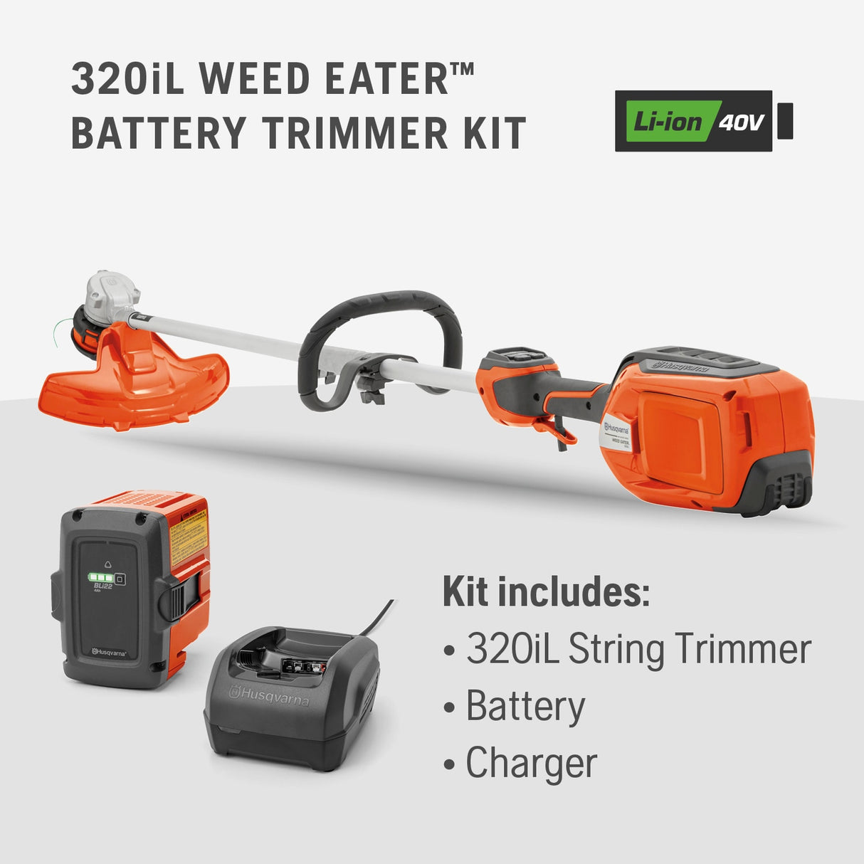 Weed Eater 320iL 40-volt 16-in Straight Shaft Battery String Trimmer 4 Ah (Battery and Charger Included) 970480104