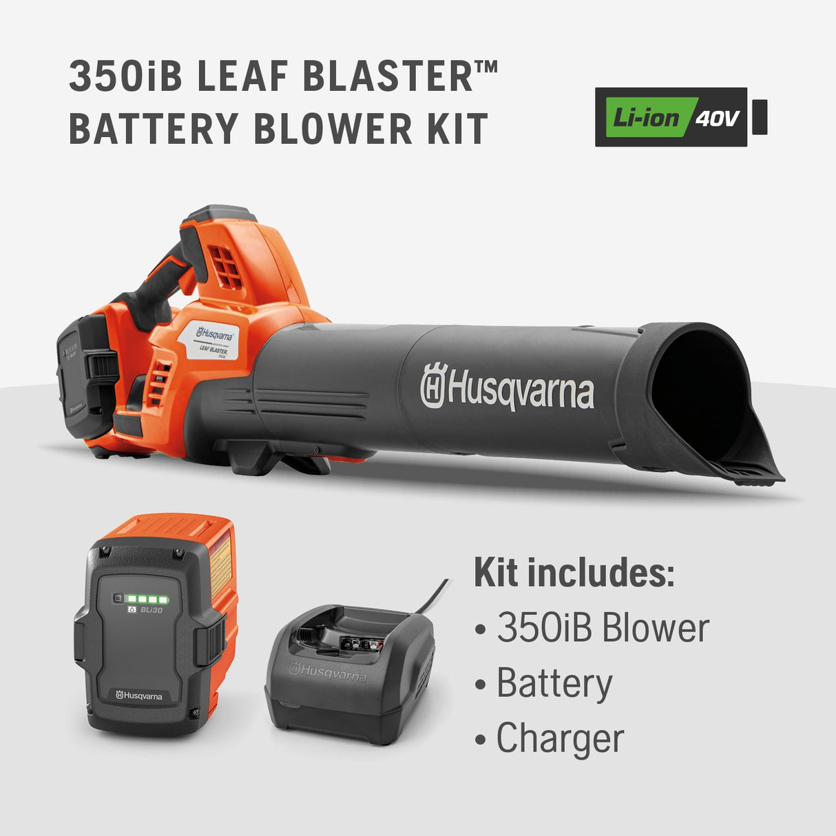 Leaf Blaster 350iB 40-volt 800-CFM 200-MPH Battery Handheld Leaf Blower 7.5 Ah (Battery and Charger Included) 970569904