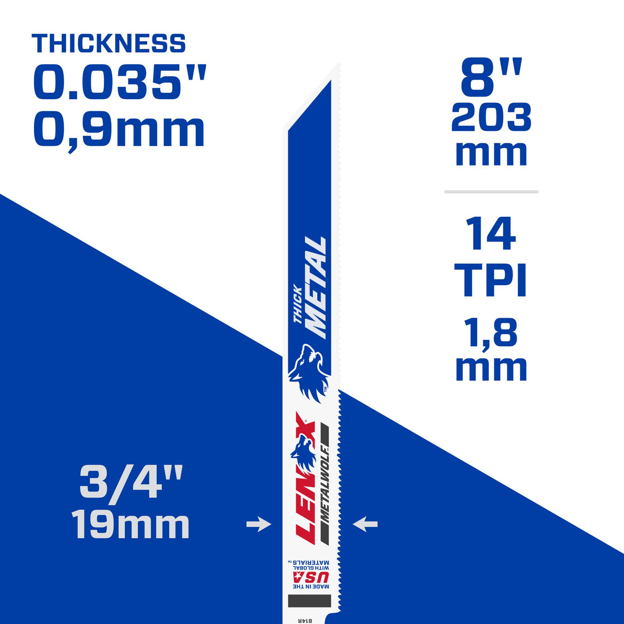 METALWOLF Bi-metal 12-in 18 Tpi Metal Cutting Reciprocating Saw Blade (5-Pack) LEN-ES2019012118R