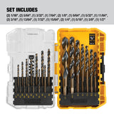 21-Piece Assorted Black and Gold Coated Hss Jobber Length Twist Drill Bit Set DWA1181