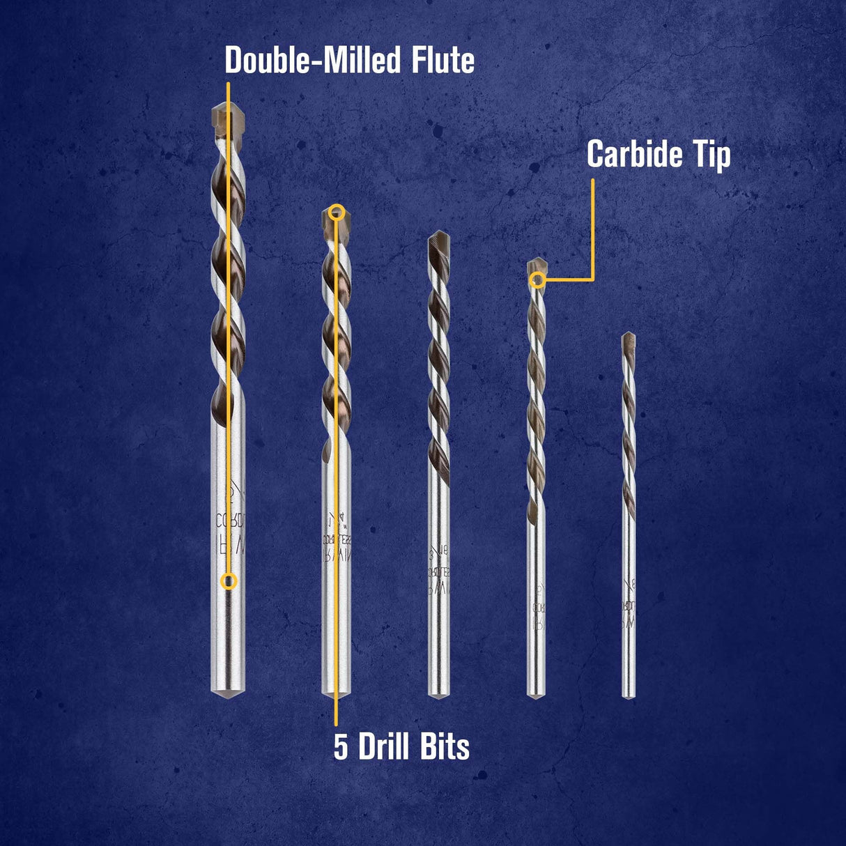 Multi-Material 5-Piece 3/8-in x 4-in Carbide Masonry Drill Bit for Rotary Drill 4935078