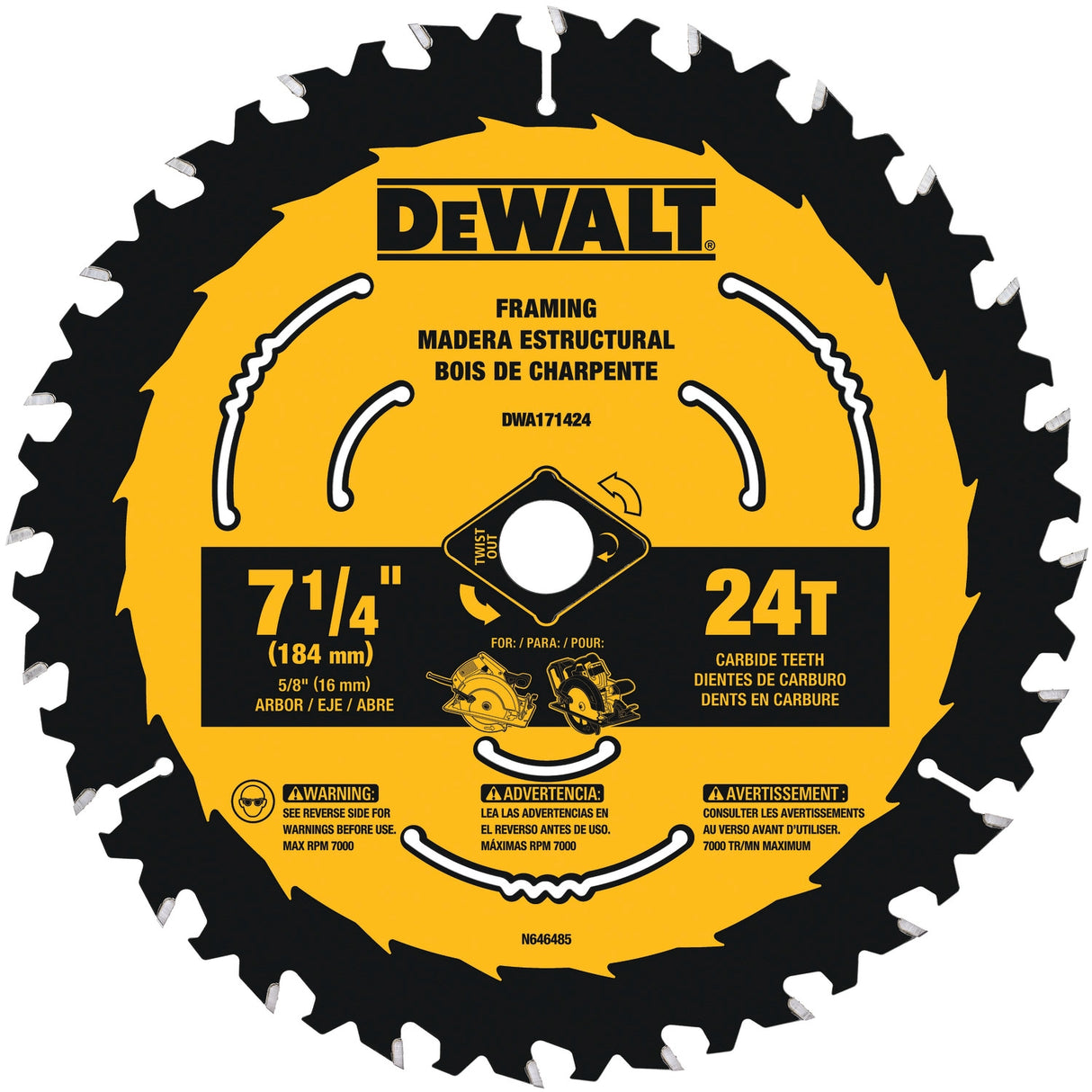 7-1/4-in 24-Tooth Rough Finish Tungsten Carbide-tipped Steel Circular Saw Blade (3-Pack) DEW-DWA1714243L