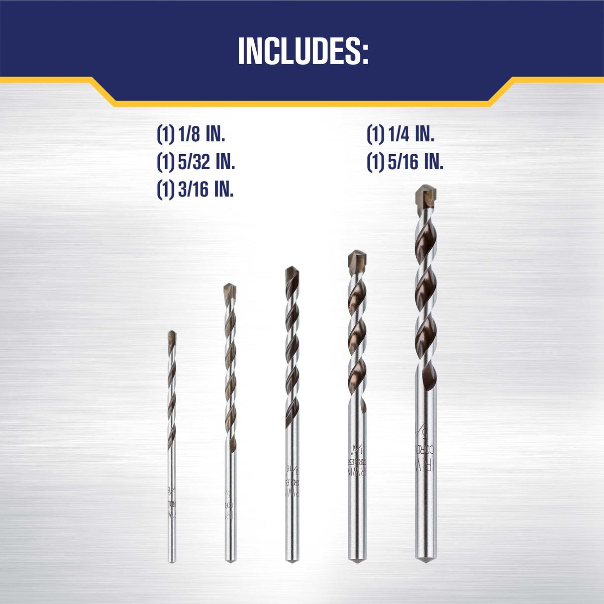 Multi-Material 5-Piece 3/8-in x 4-in Carbide Masonry Drill Bit for Rotary Drill 4935078