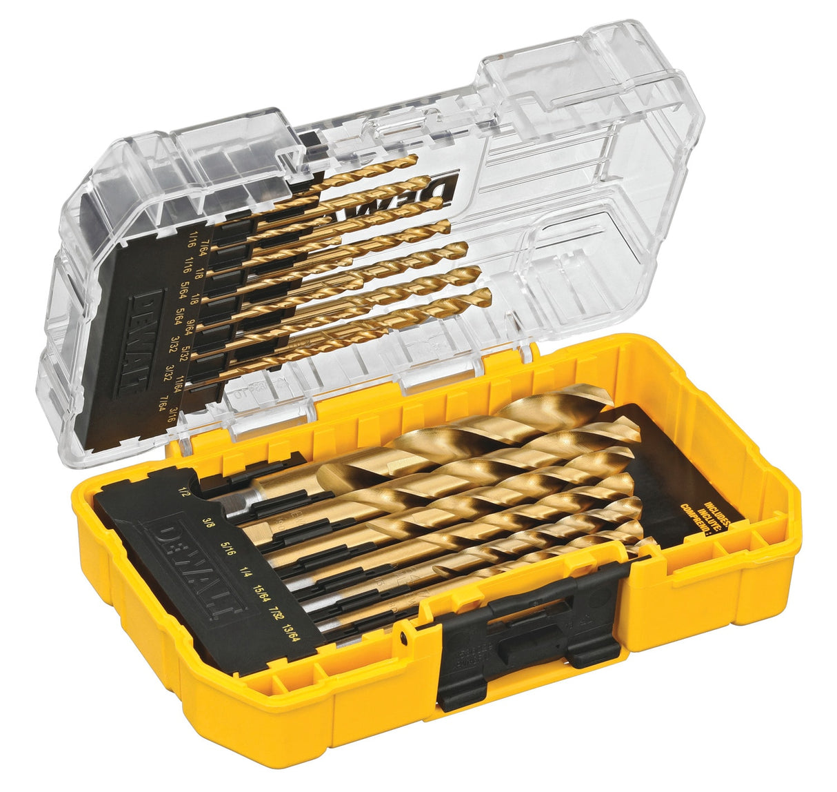 21-Piece Assorted Titanium Nitride Coated Hss Jobber Length Twist Drill Bit Set DW1342  G