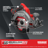 V20 RP 20-volt Max 7-1/4-in Brushless Cordless Circular Saw (Bare Tool) CMCS551BLW