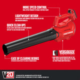 20-volt Max 340-CFM 90-MPH Battery Handheld Leaf Blower 2 Ah (Battery and Charger Included) CMCBL700D1