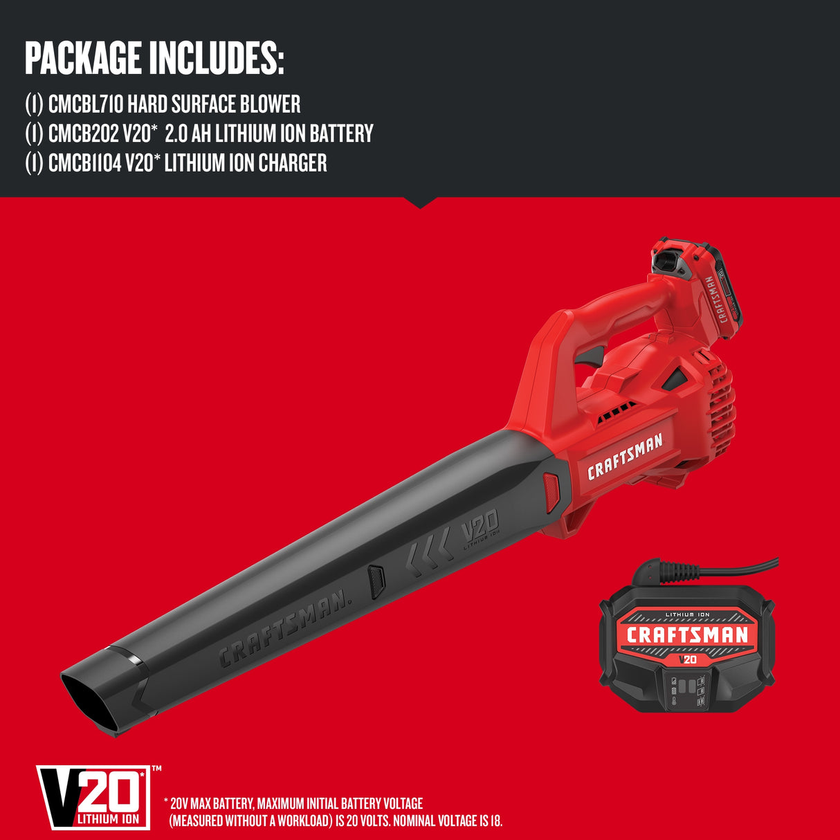 20V Max 200-CFM 90-MPH Battery Handheld Leaf Blower 2 Ah (Battery and Charger Included) CMCBL710D1