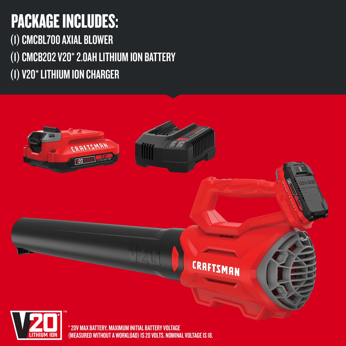 20-volt Max 340-CFM 90-MPH Battery Handheld Leaf Blower 2 Ah (Battery and Charger Included) CMCBL700D1