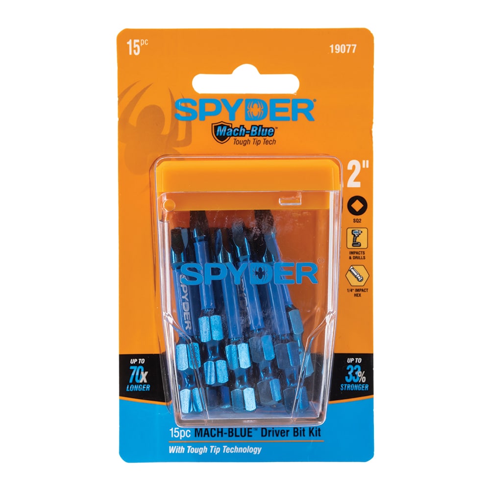 Mach-Blue SQ2 1/4-in x 2-in Square/Robertson Impact Driver Bit (15-Piece) 19077