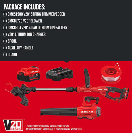 20V Max Cordless Battery String Trimmer and Leaf Blower Combo Kit 4 Ah (Battery & Charger Included) CMCK297M1