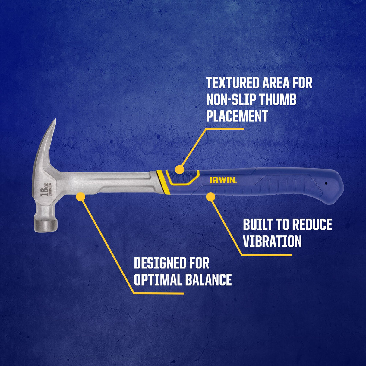 16-oz Smooth Face Steel Head Steel Claw Hammer IWHT51216