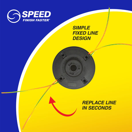 Universal Fit String Trimmer Head with Fixed Line Design, Fits Most Gas and Cordless Trimmers, 0.095-in or 0.105-in Line Diameter FPRO09278