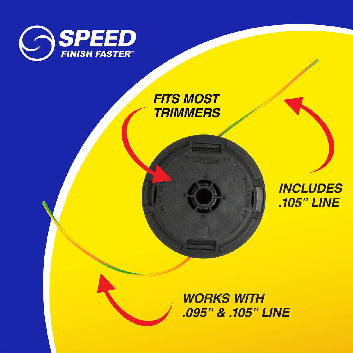 Universal Fit String Trimmer Head with Wind-in-the-Head Design, Fits Most Gas Trimmers, 0.095-in and 0.105-in Line Diameter FPRO09280