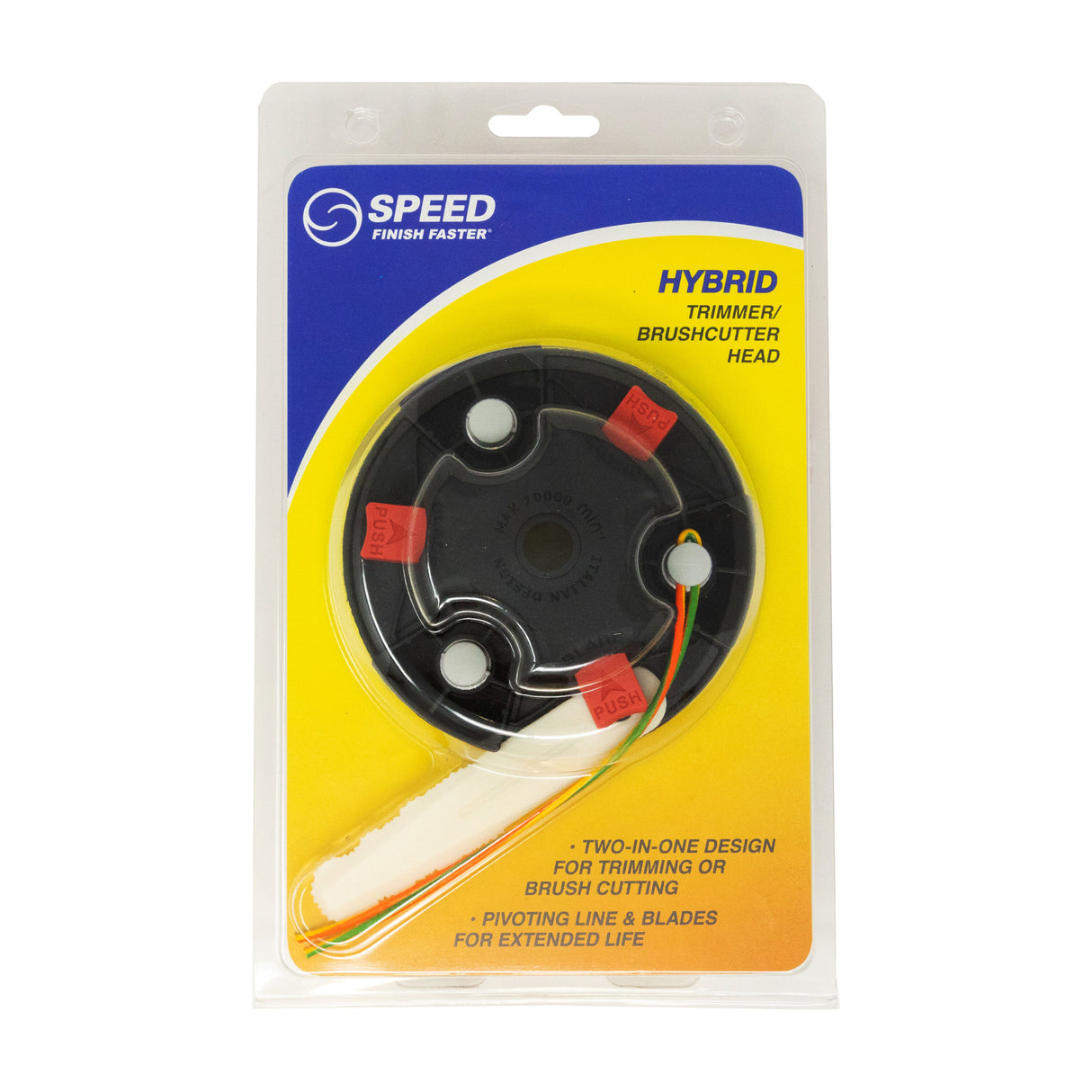 Universal Fit String Trimmer Head with Blades - Two-in-One Design for Trimming and Brush Cutting - Fits Most Gas Trimmers - 0.095-in Line Diameter FPRO09281