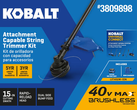 Gen4 40-volt 15-in Straight Shaft Attachment Capable Battery String Trimmer 4 Ah (Battery and Charger Included) KMS 1040A-03