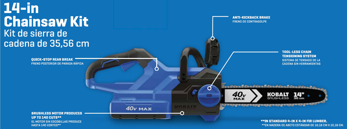 Gen4 40-volt 14-in Brushless Battery 4 Ah Chainsaw (Battery and Charger Included) KCS 1040A-03