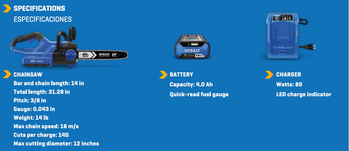 Gen4 40-volt 14-in Brushless Battery 4 Ah Chainsaw (Battery and Charger Included) KCS 1040A-03