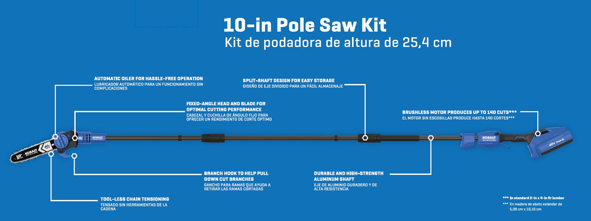 Gen4 40-volt 10-in 2 Ah Battery Pole Saw (Battery and Charger Included) KPS 1040A-03