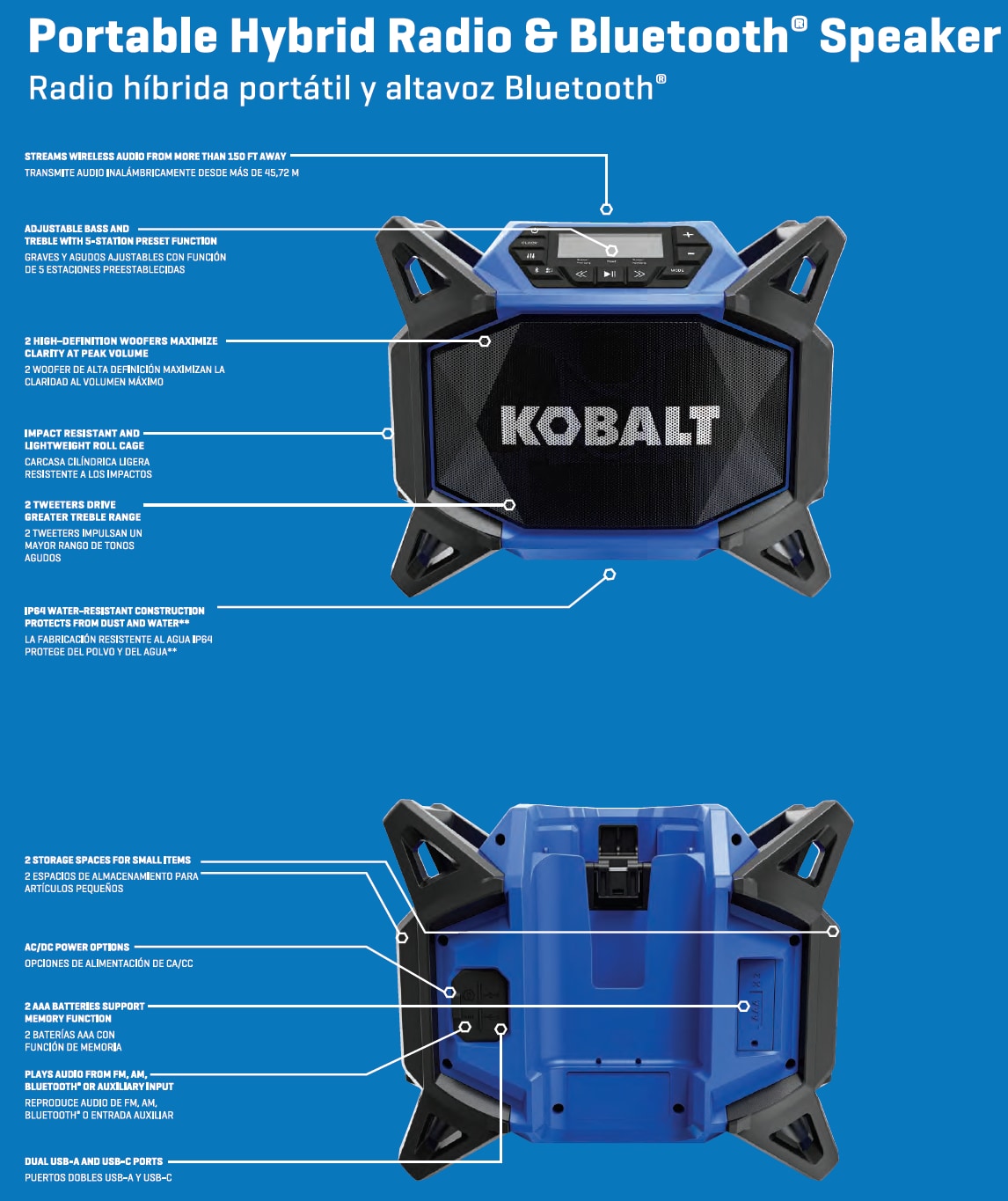 40-volt Water Resistant Cordless Bluetooth Compatibility Jobsite Radio KJR 1040-03