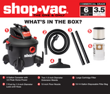 6-Gallon 3.5-HP Corded Wet/Dry Shop Vacuum with Accessories Included 5760611