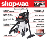 12-Gallons 6-HP Corded Wet/Dry Shop Vacuum with Accessories Included 5761311