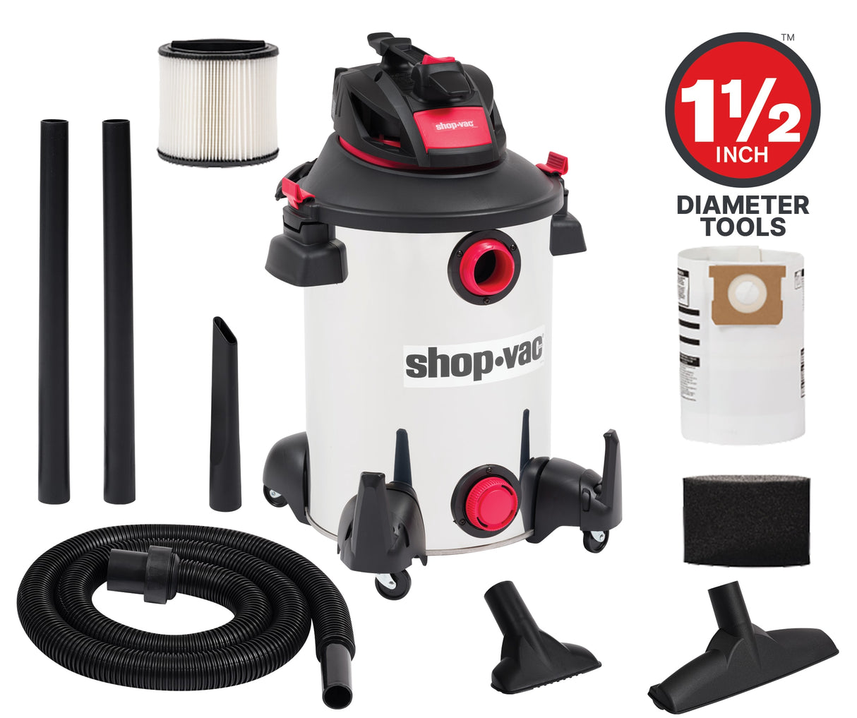 12-Gallons 6-HP Corded Wet/Dry Shop Vacuum with Accessories Included 5761311