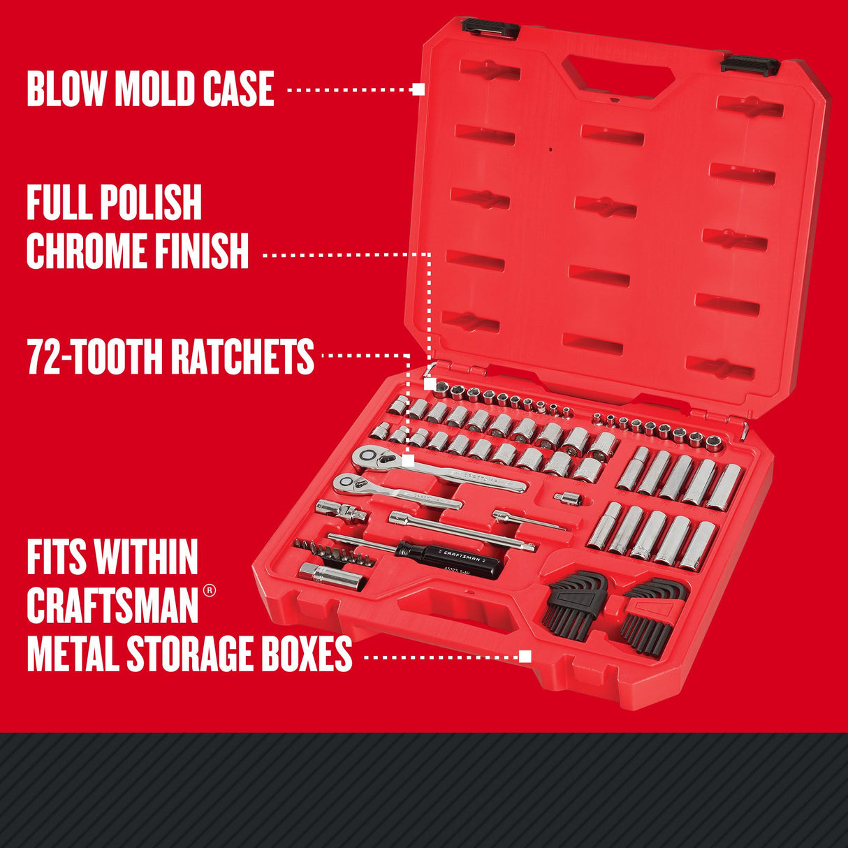 83-Piece Standard (SAE) and Metric Polished Chrome Mechanics Tool Set with Hard Case CMMT12021