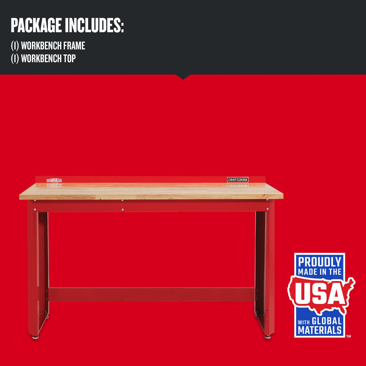 24-in L x 41.25-in H Red Wood Work Bench CMST27200R