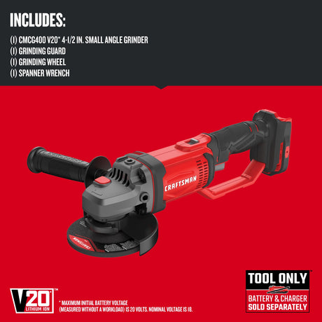 V20 4.5-in 20-volt Max Trigger Switch Cordless Angle Grinder (Tool Only) CMCG400B