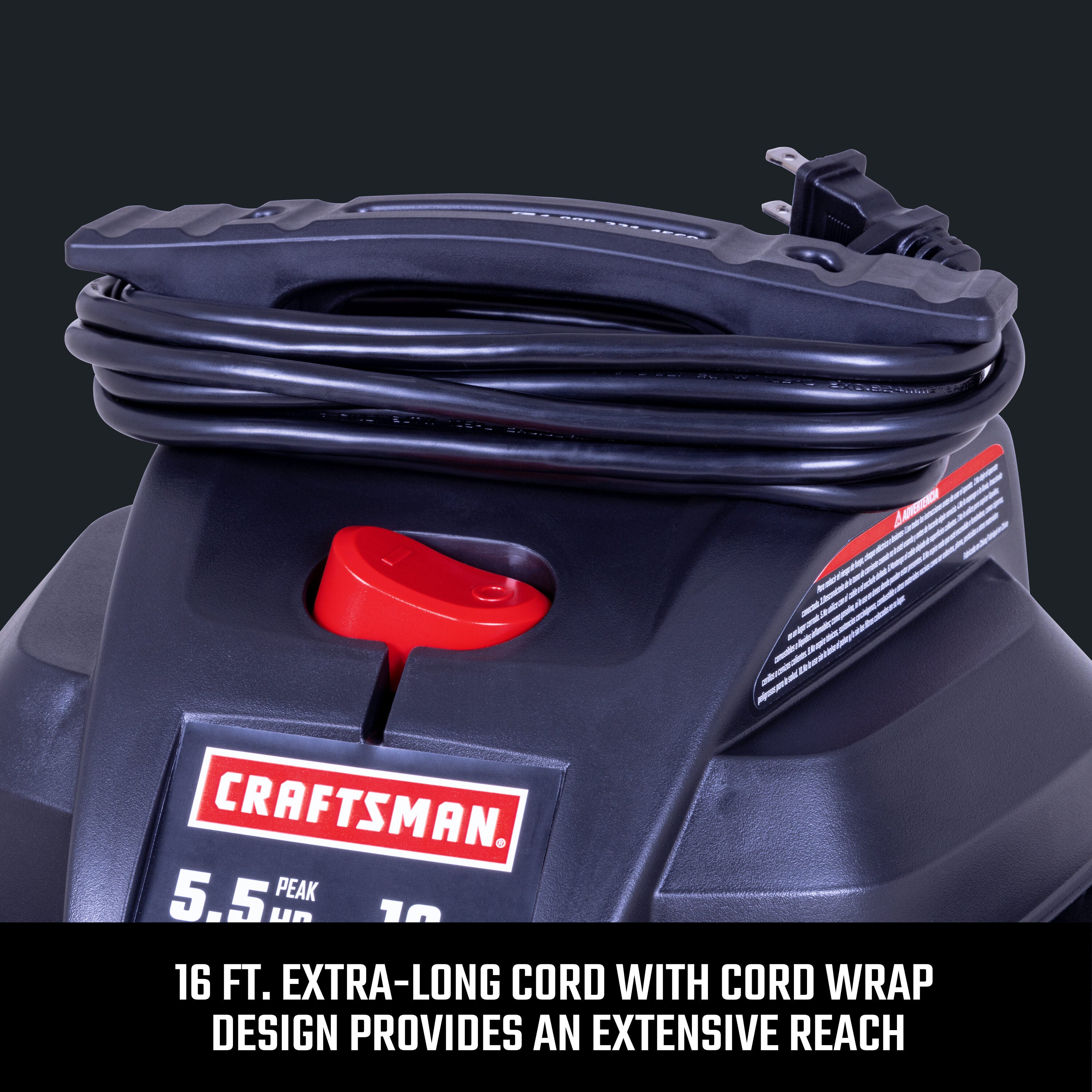 10-Gallons 5.5-HP Corded Wet/Dry Shop Vacuum with