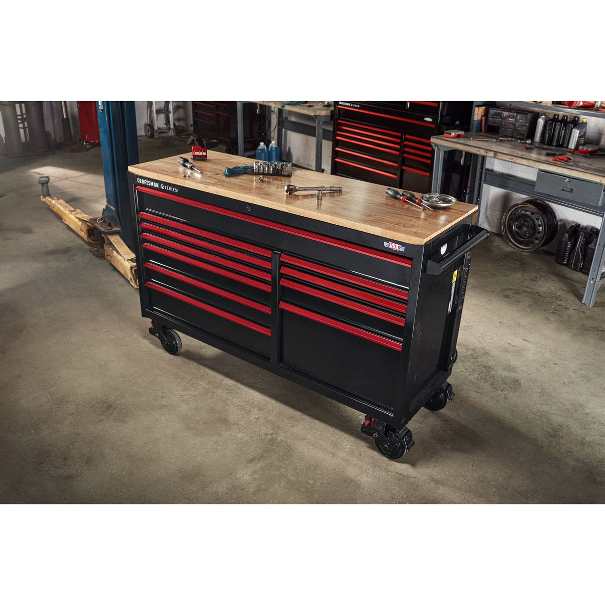 V-Series 63-in W x 40-in H 11-Drawer Steel Rolling Tool Cabinet (Black) CMSTVS6311BK