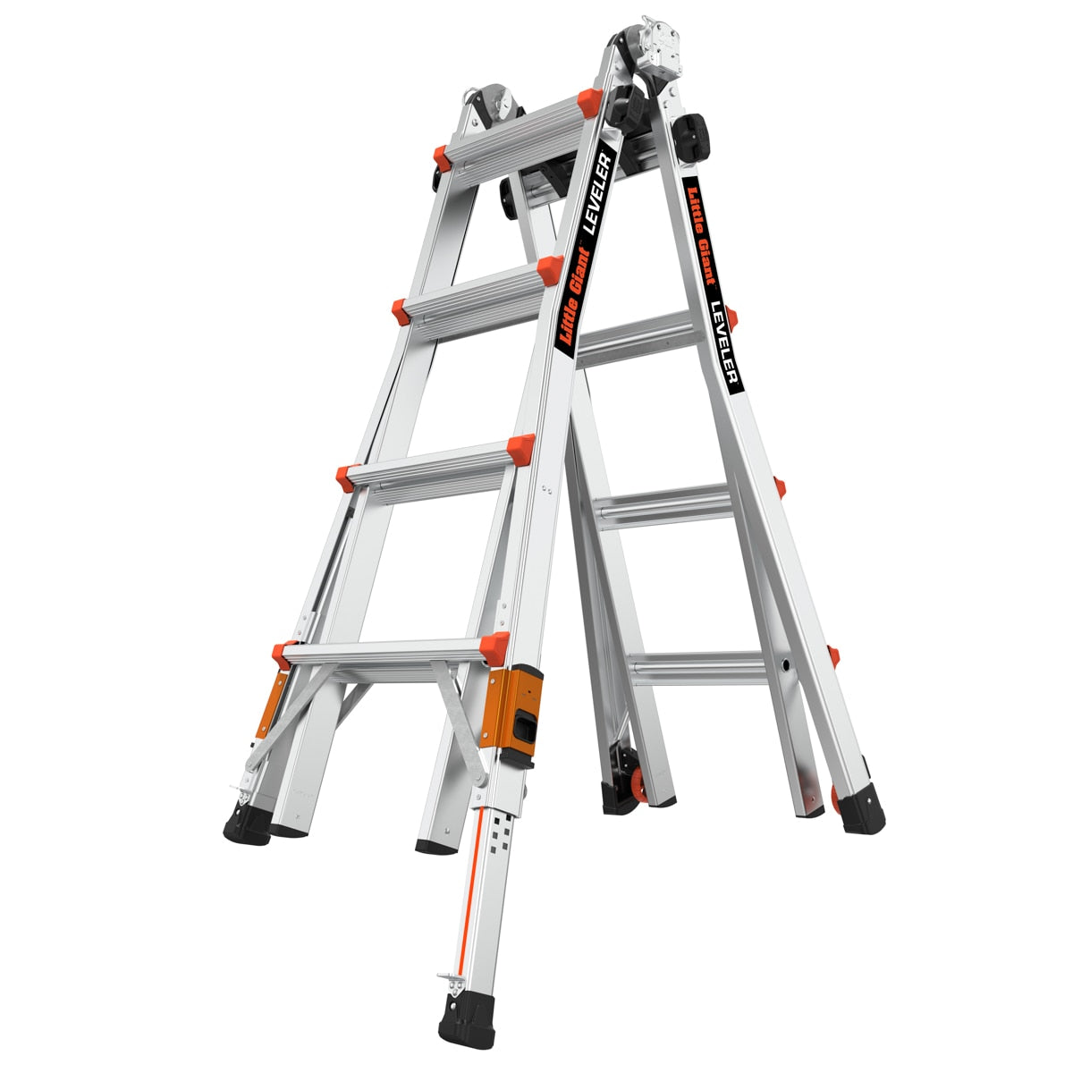 Leveler 2 M17 with Leg Levelers 18-ft Reach Type 1a- 300-lb Load Capacity Telescoping Multi-Position Ladder 16507T-803