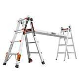 Leveler 2 M17 with Leg Levelers 18-ft Reach Type 1a- 300-lb Load Capacity Telescoping Multi-Position Ladder 16507T-803