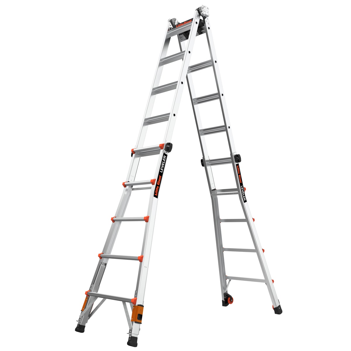 Leveler 2 M22 with Leg Levelers 22-ft Reach Type 1a- 300-lb Load Capacity Telescoping Multi-Position Ladder 16502T-803