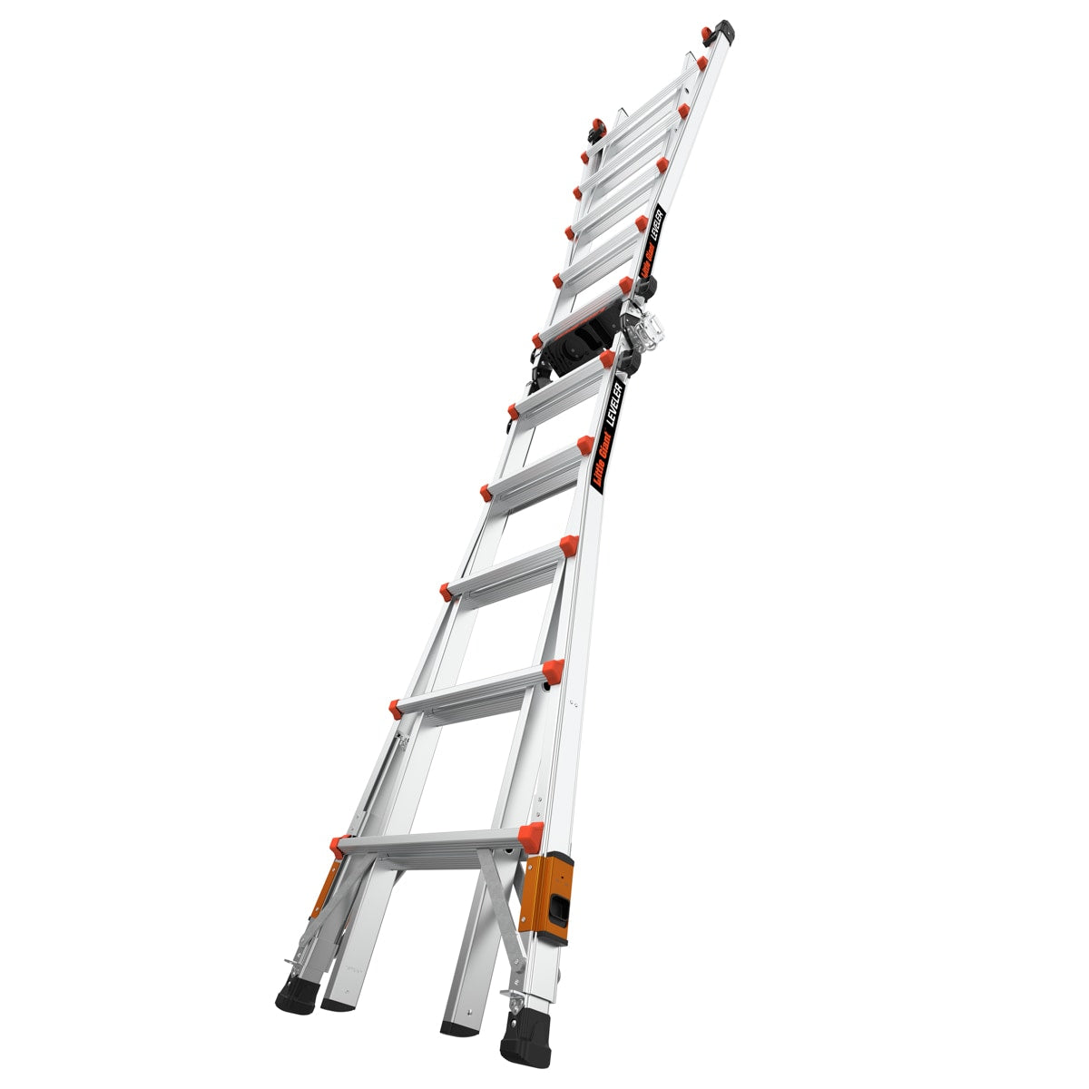 Leveler 2 M22 with Leg Levelers 22-ft Reach Type 1a- 300-lb Load Capacity Telescoping Multi-Position Ladder 16502T-803