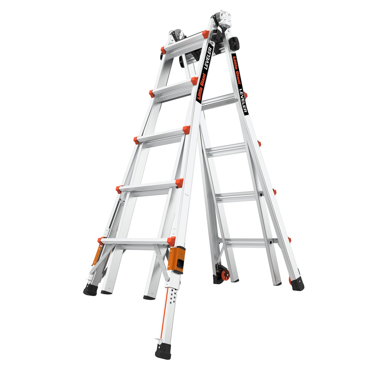 Leveler 2 M22 with Leg Levelers 22-ft Reach Type 1a- 300-lb Load Capacity Telescoping Multi-Position Ladder 16502T-803