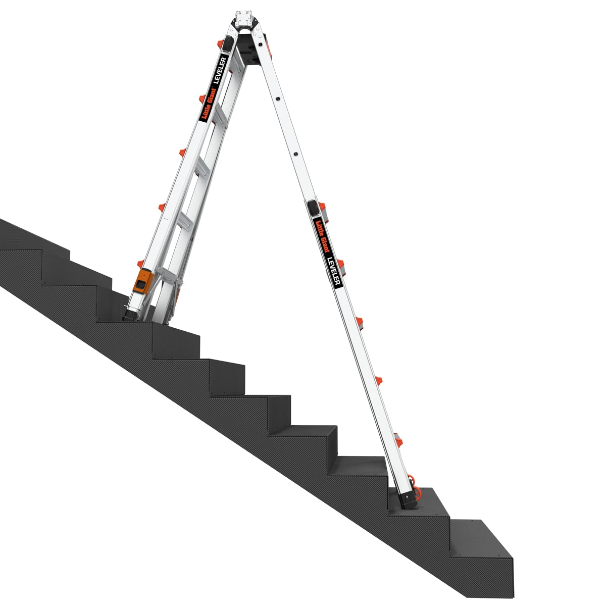 Leveler 2 M22 with Leg Levelers 22-ft Reach Type 1a- 300-lb Load Capacity Telescoping Multi-Position Ladder 16502T-803