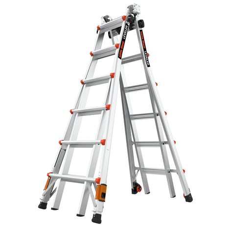 Leveler 2 M26 with Leg Levelers 25.1-ft Reach Type 1a- 300-lb Load Capacity Telescoping Multi-Position Ladder 16506T-803