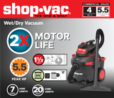 4-Gallon 5.5-HP Corded Wet/Dry Shop Vacuum with Accessories Included 5830411