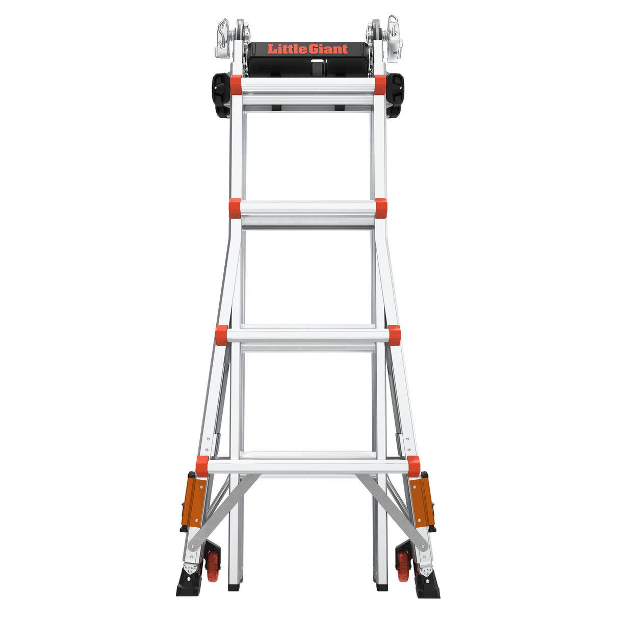 Leveler 2 M17 with Leg Levelers 18-ft Reach Type 1a- 300-lb Load Capacity Telescoping Multi-Position Ladder 16507T-803