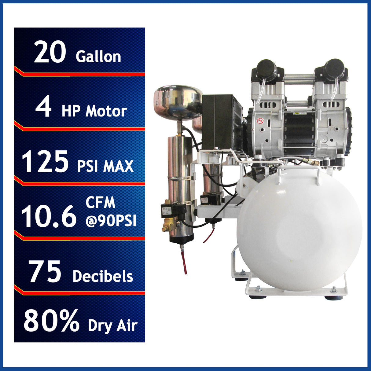 20-Gallon Electric 125 PSI Hot Dog Air Compressor 20040DC