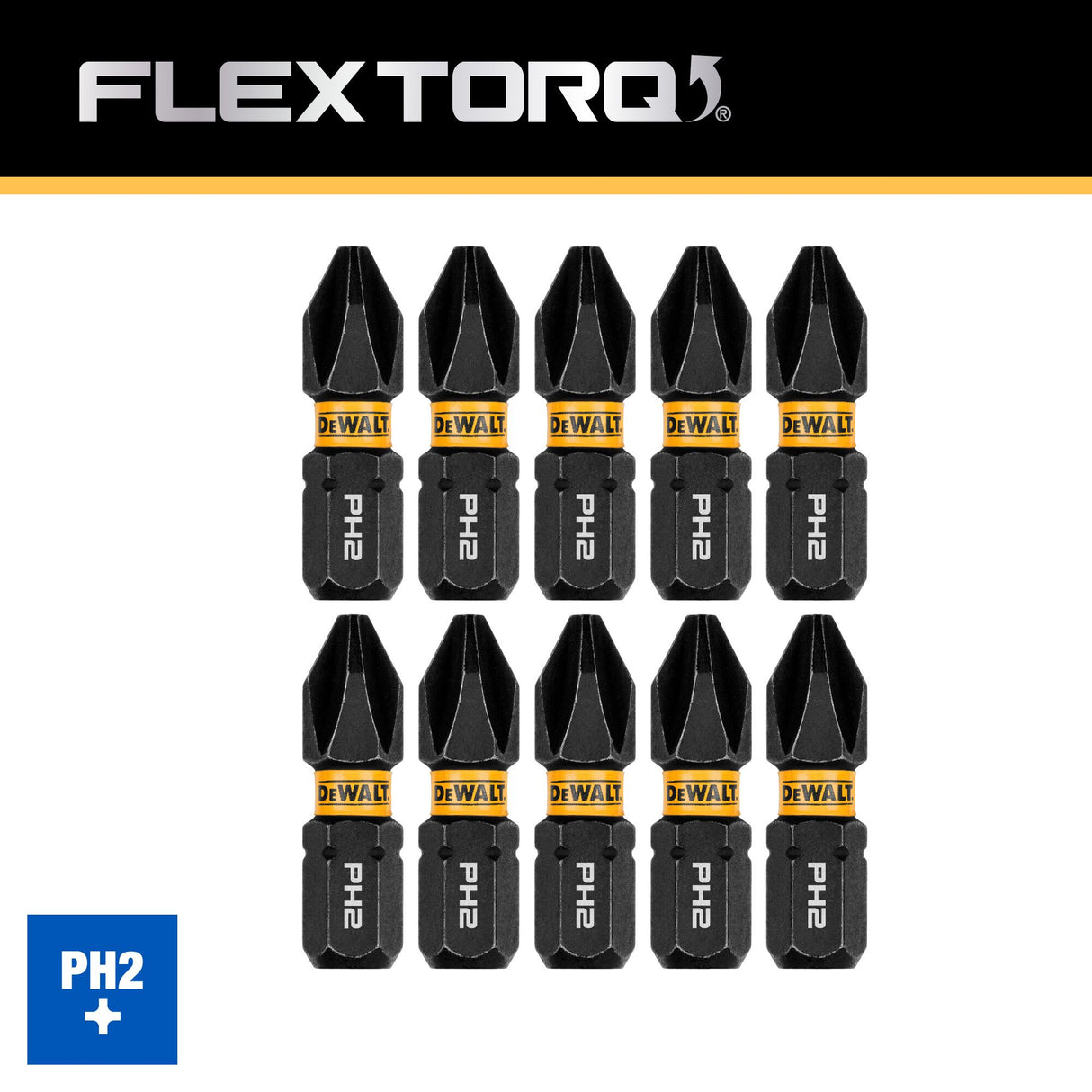 FlexTorq 1/4-in x 1-in Phillips Impact Driver Bit (10-Piece) DWAF1PH2IR10