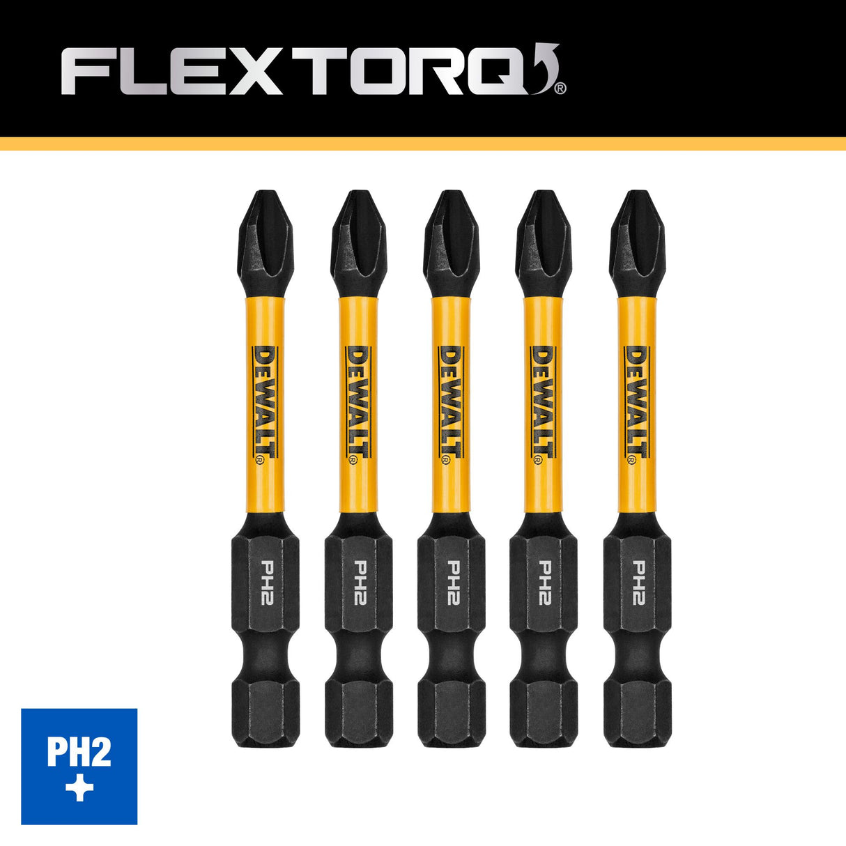 FlexTorq 1/4-in x 2-1/4-in Phillips Impact Driver Bit (5-Piece) DWAF2PH2IR5