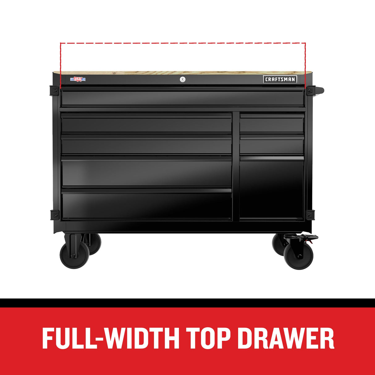 Premium 2000 Series 51.2-in L x 39.5-in H 8-Drawers Rolling Black Wood Work Bench CMST98274BK