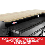 Premium 2000 Series 51.2-in L x 39.5-in H 8-Drawers Rolling Black Wood Work Bench CMST98274BK